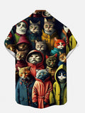 Pet Elements Cats In Various Costumes Printing Short Sleeve Shirt