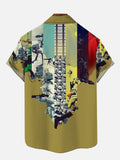 Retro Creative Striped Space War Warriors Printing Short Sleeve Shirt