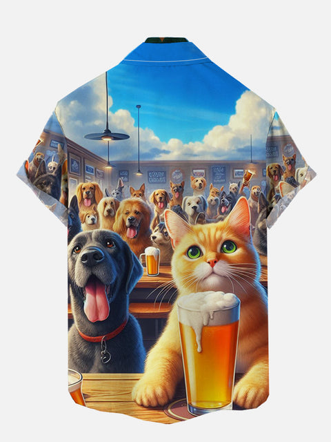 Pet Elements Pet Beer Festival Printing Short Sleeve Shirt