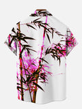 Stylish Neon Blacklight Bamboo Printing Short Sleeve Shirt