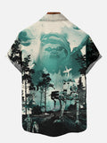 Jungle Battle Panda Warrior With Armored Walker Printing Short Sleeve Shirt