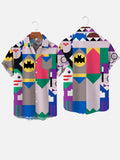 Cartoon Costumes Color Block Splicing Fantasy Hero Uniform Printing Breast Pocket Short Sleeve Shirt