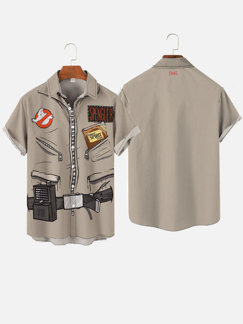 Light Brown Work Uniform Costumes Printing Short Sleeve Shirt