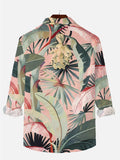 Tropical Plant Leaves And Banana Floral Printing Long Sleeve Shirt