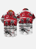Delightful Red And White Stitching Technology Psychedelic All Terrain Armored Walker Printing Short Sleeve Shirt