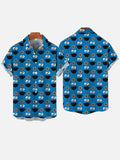 Cartoon Art Blue Cookie Monster Cartoon Costume Printing Short Sleeve Shirt