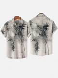 Mysterious Oriental Ink Painting Art Bamboo Ink Painting Printing Short Sleeve Shirt
