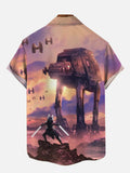 The Technological Battle Armor With Sunset In Sea Of Clouds Printing Short Sleeve Shirt