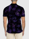 Black And Purple Gradient Stars Printing Short Sleeve Polo