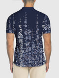 Navy Gradient Floral Printing Short Sleeve Polo