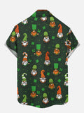 St. Patrick's Day Gnomes In Colorful Hats And Lucky Four-Leaf Clover Pattern Printing Short Sleeve Shirt