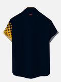 Fashion Color Contrast Polka Pot Printing Hawaiian Cuban Collar Short Sleeve Shirt Set