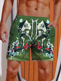 Green Technological Psychedelic Jungle Robot Wars Printing Shorts