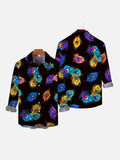 Brightly Colored Peacock Feathers On Black Printing Long Sleeve Shirt