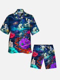 Hippie Galaxies And Outer Space Psychedelic Astronaut Printing Shorts