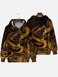 Fashion Golden Dragon And Auspicious Clouds Pattern Printing Hooded Sweatshirt