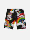 Hippie Starry Rainbow Flying Playful Unicorn Printing Shorts