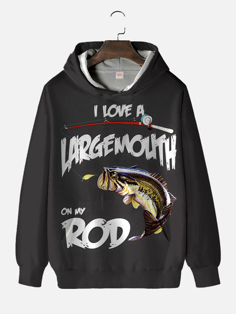 Gray Funny Fishing Printing Hooded Sweatshirt
