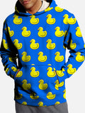 Blue Yellow Rubber Duck Printing Hooded Sweatshirt