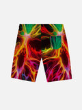 Hippie Cool Colorful Glowing Flame Skull Printing Shorts