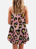 Domineering Pink Leopard Printing Sleeveless Camisole Dress