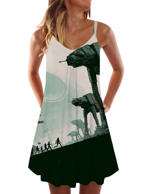 Technology Psychedelic All Terrain Armored Walker Printing Sleeveless Camisole Dress