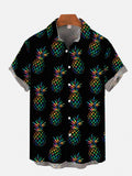 Hawaii Psychedelic Disco Colorful Pineapple Printing Short Sleeve Shirt