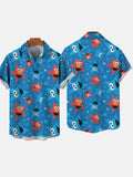 Blue Cartoon Image Star Pattern Printing Short Sleeve Shirt