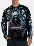 Skull Grim Reaper Printing Round Collar Sweatshirt