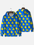Blue Yellow Rubber Duck Printing Hooded Sweatshirt