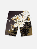 Mysterious Oriental Gradient Blooming Flowers And Golden Smoke Printing Shorts