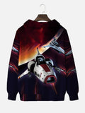 Sci-Fi Spaceship Flying Off The Planet Printing Hooded Sweatshirt