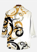 Black And Gold Abstract Plant Vine Pattern Printing Long Sleeve Shirt