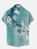 Mysterious Oriental Casual Stylish Summer Floral Printing Short Sleeve Shirt