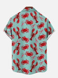 Cool Summer Crab And Lobster Printing Beach Hawaiian Short Sleeve Shirt