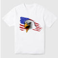 American Flag With Bald Eagle Printing Short Sleeve Tee