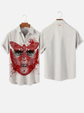 Paint Splatter Red Butterfly Mask Printing Short Sleeve Shirt