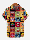 Classic Cartoon Characters Color Block Cartoon Costumes Printing Short Sleeve Shirt