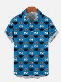 Cartoon Art Blue Cookie Monster Cartoon Costume Printing Short Sleeve Shirt
