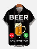 Funny Oktoberfest BEER Is Calling And I Must Go Printing Short Sleeve Shirt