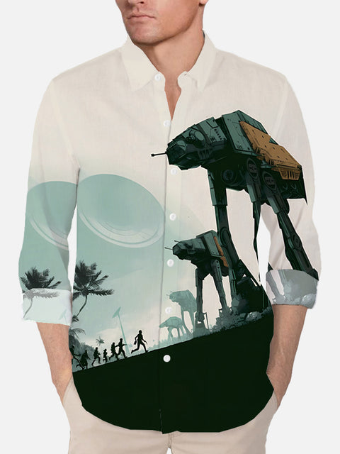 Technology Psychedelic All Terrain Armored Walker Printing Long Sleeve Shirt