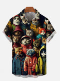Pet Elements Cats In Various Costumes Printing Short Sleeve Shirt
