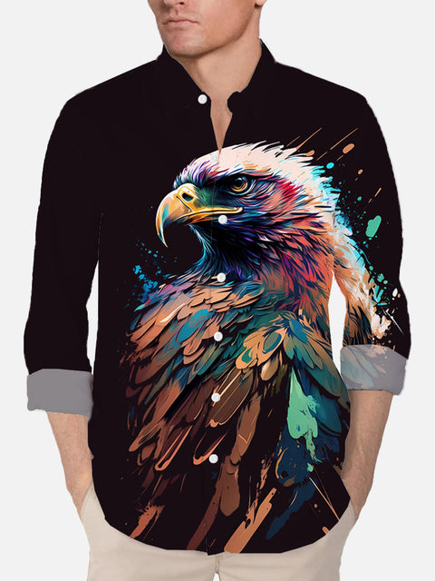 Animal Elements Cartoon Colorful Art Of Eagle Head Printing Long Sleeve Shirt