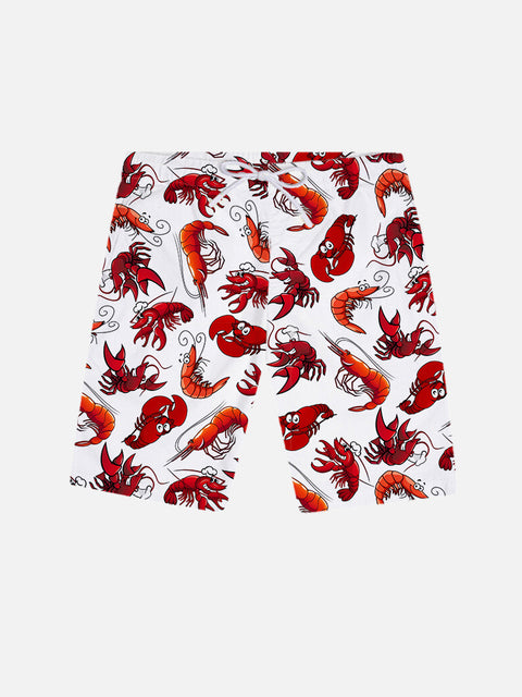 Cartoon Hand-Painted Sea Life Lobster Printing Shorts