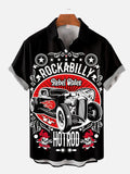 Retro Black Hot Rod Rockabilly Classic Car Poster Printing Short Sleeve Shirt