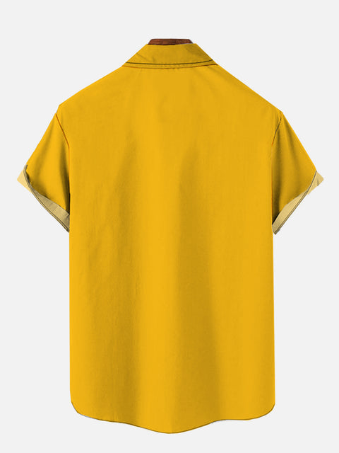 Sci-Fi Interstellar Travel Fleet Yellow Black Poster Spaceship Printing Short Sleeve Shirt