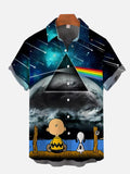 Cartoon Character Personality Meteors And Space Printing Short Sleeve Shirt