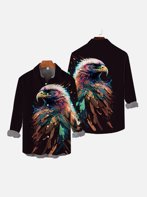 Animal Elements Cartoon Colorful Art Of Eagle Head Printing Long Sleeve Shirt