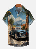 Vintage 1950 Artwork Classic Car In Summer Printing Short Sleeve Shirt