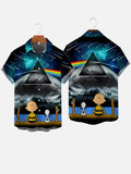 Cartoon Character Personality Meteors And Space Printing Short Sleeve Shirt